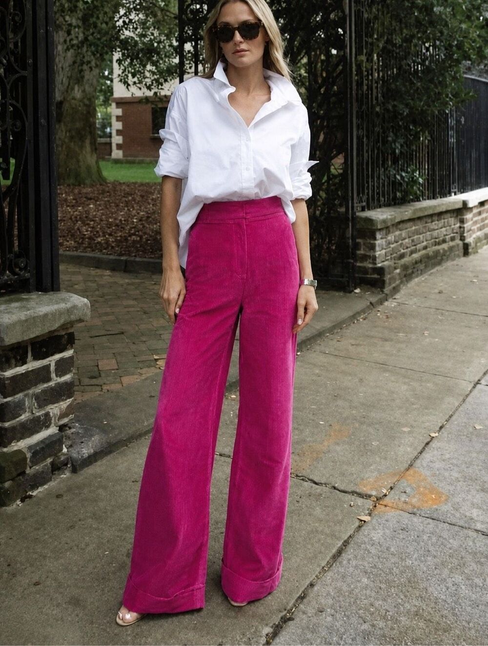 NWT Julia Amory wide leg high waist corduroy crushed Magenta , XS $268 D19